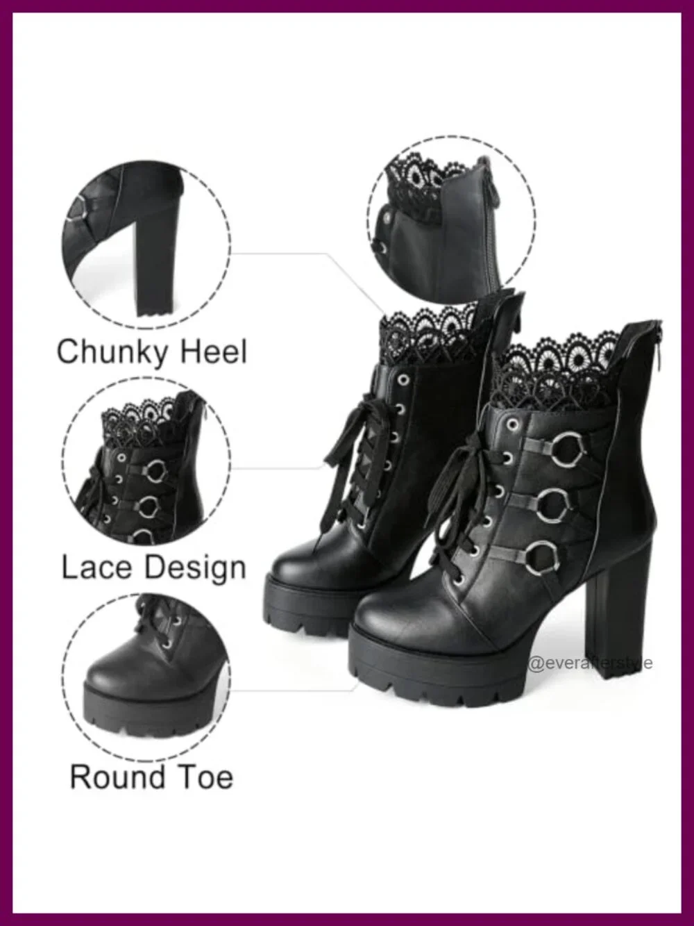 Goth Platform High Heel Lace Up Combat Ankle Booties for Women
